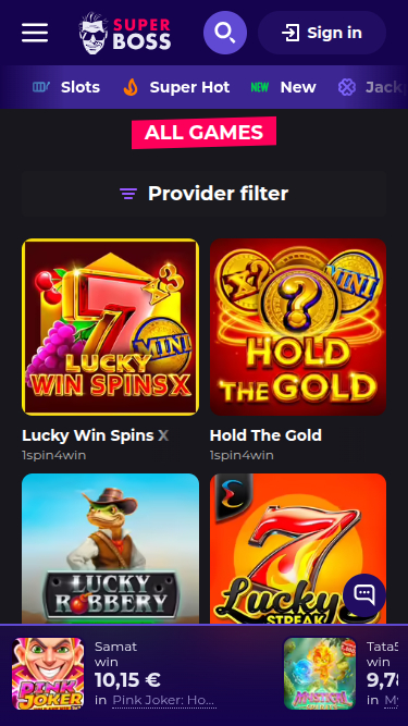 SuperBoss Casino Mobile Games