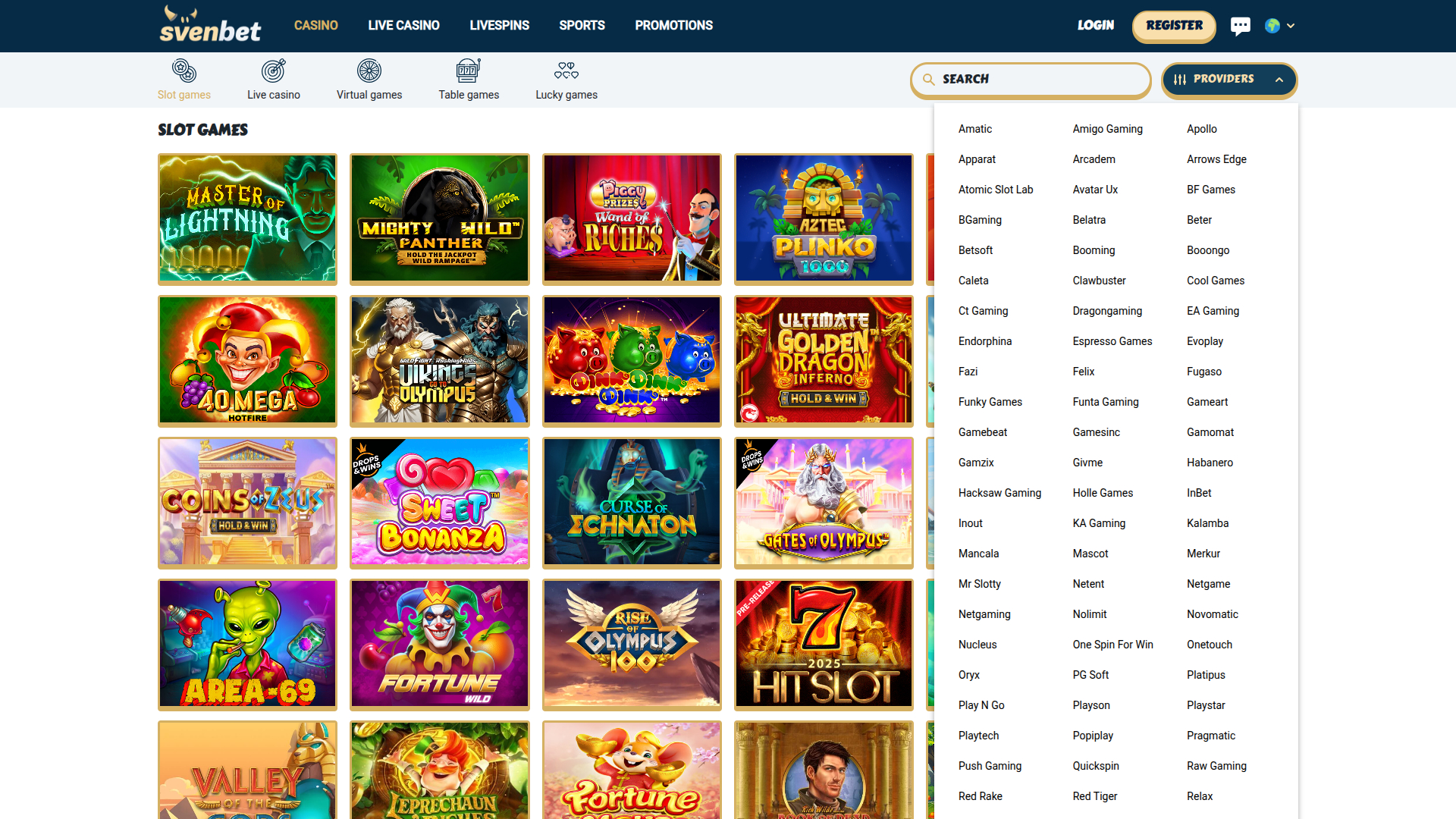 Svenbet Casino Desktop Game Developers