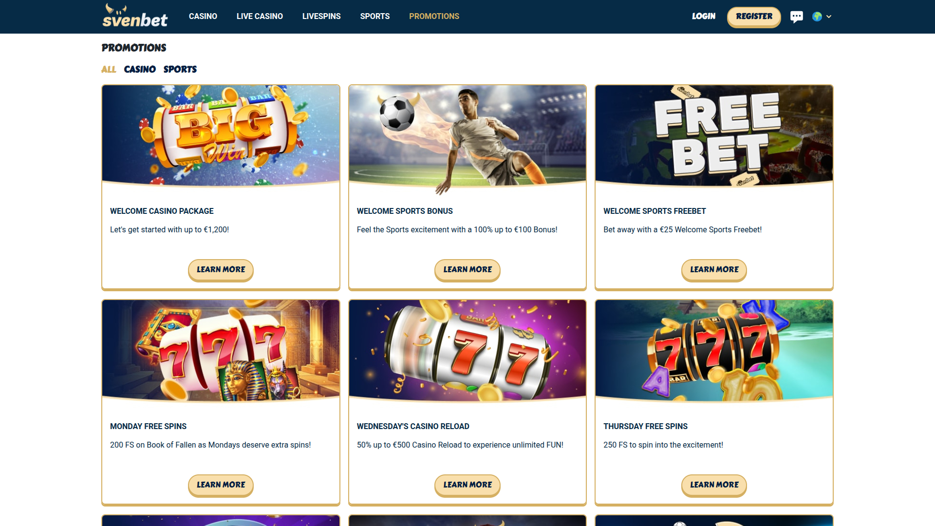 Svenbet Casino Desktop Promotions
