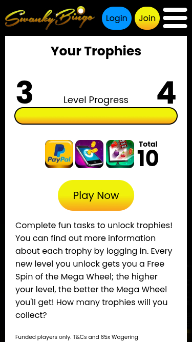 Swanky Bingo Mobile Trophies