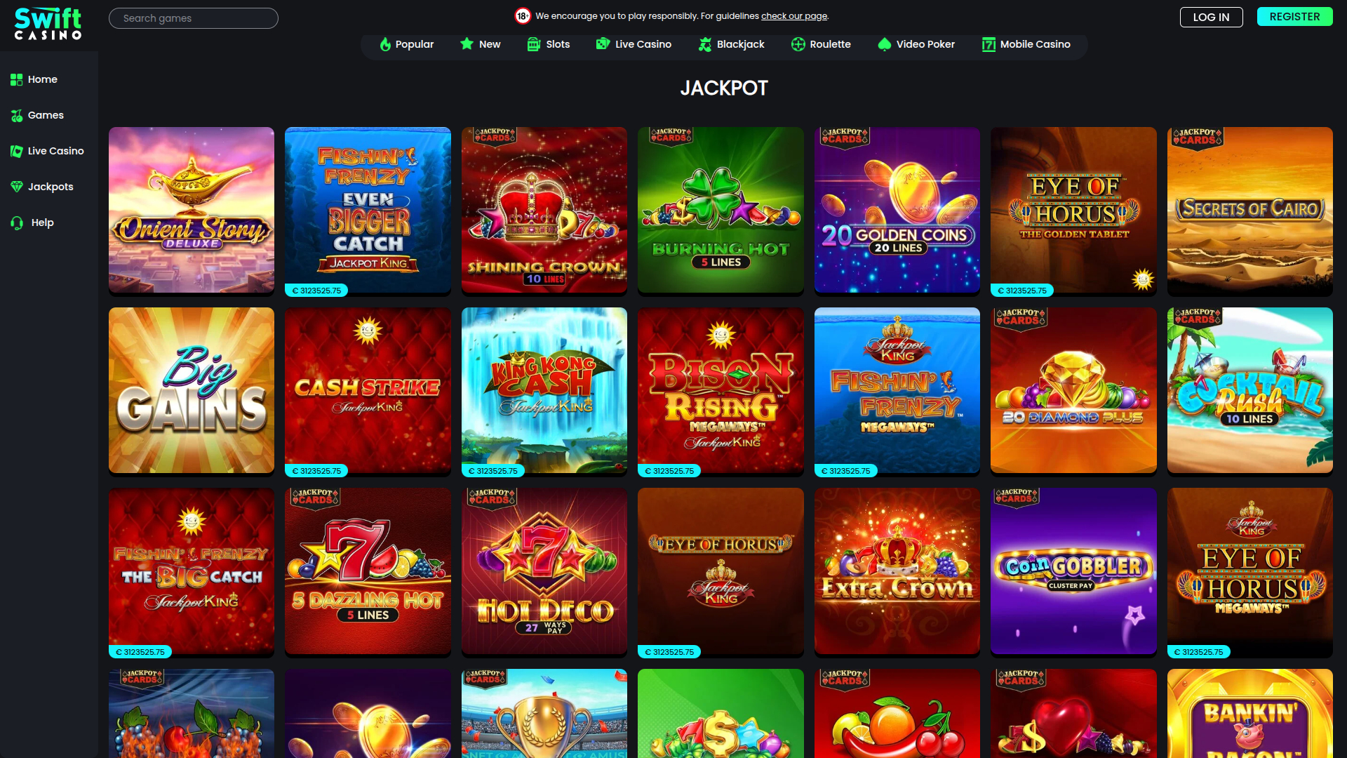 Swift Casino Desktop Jackpot