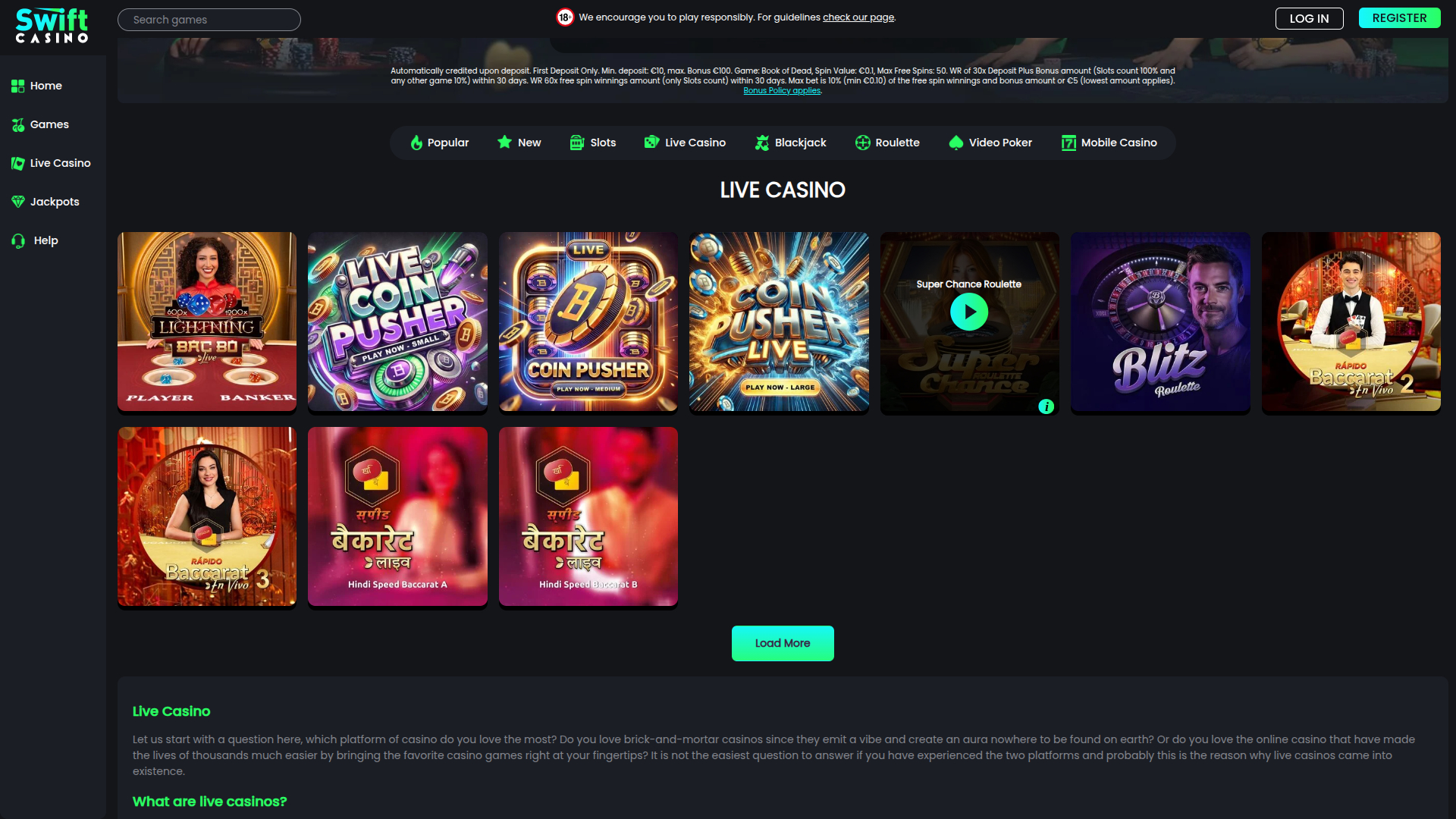 Swift Casino Desktop Live Dealer