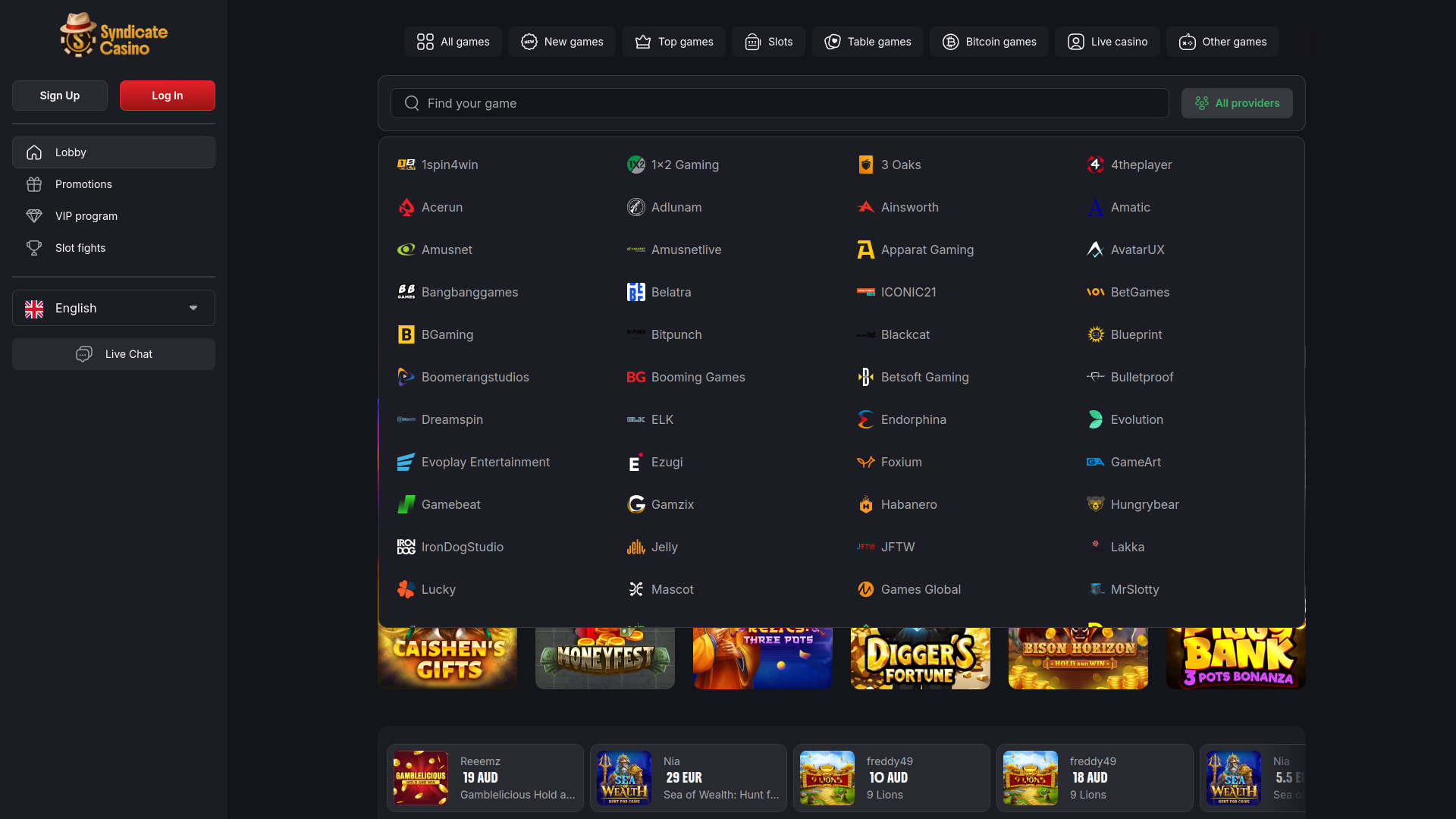 Syndicate Casino Desktop Game Developers