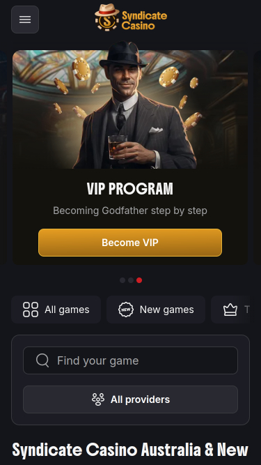 Syndicate Casino Mobile Homepage