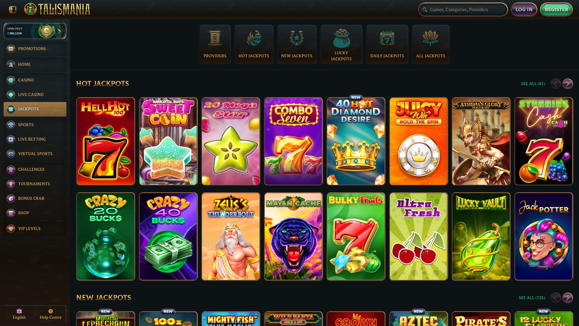 Talismania Casino Desktop Jackpot