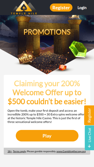 Temple Nile Casino Mobile Promotions