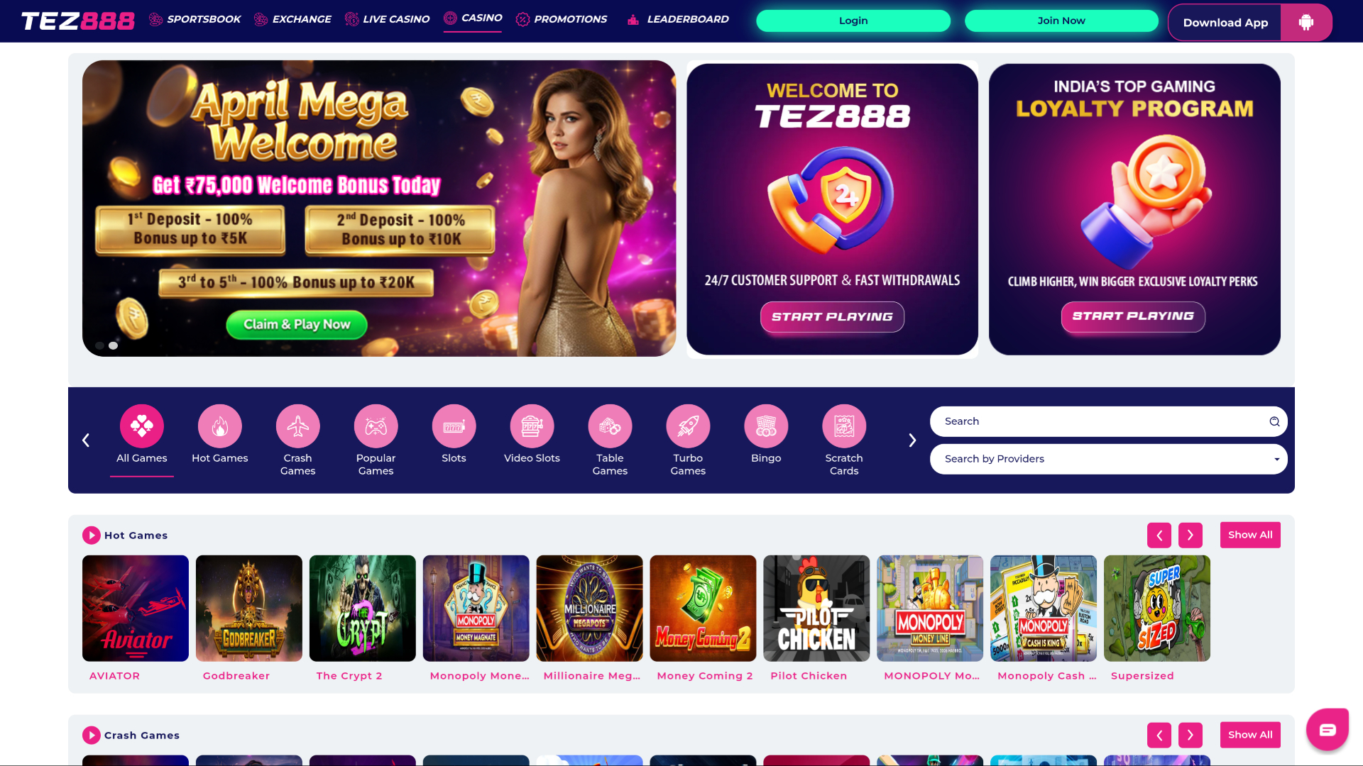 Tez888 Casino Desktop Games