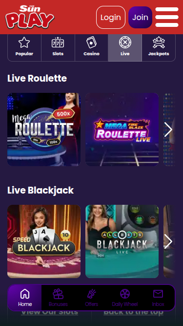 The Sun Play Casino Mobile Live Dealer