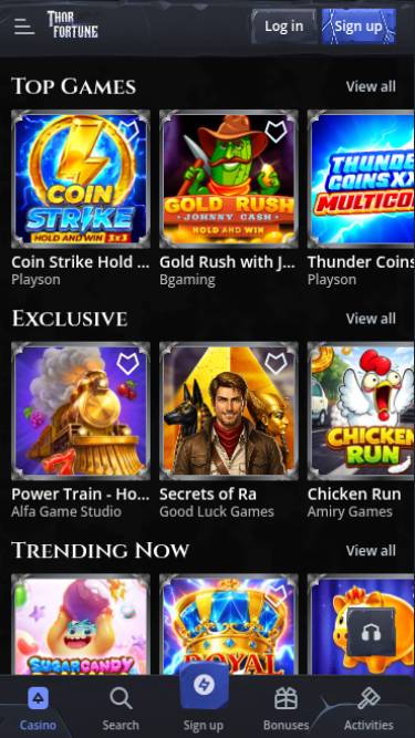 Games mobile page screenshot of Thorfortune Casino