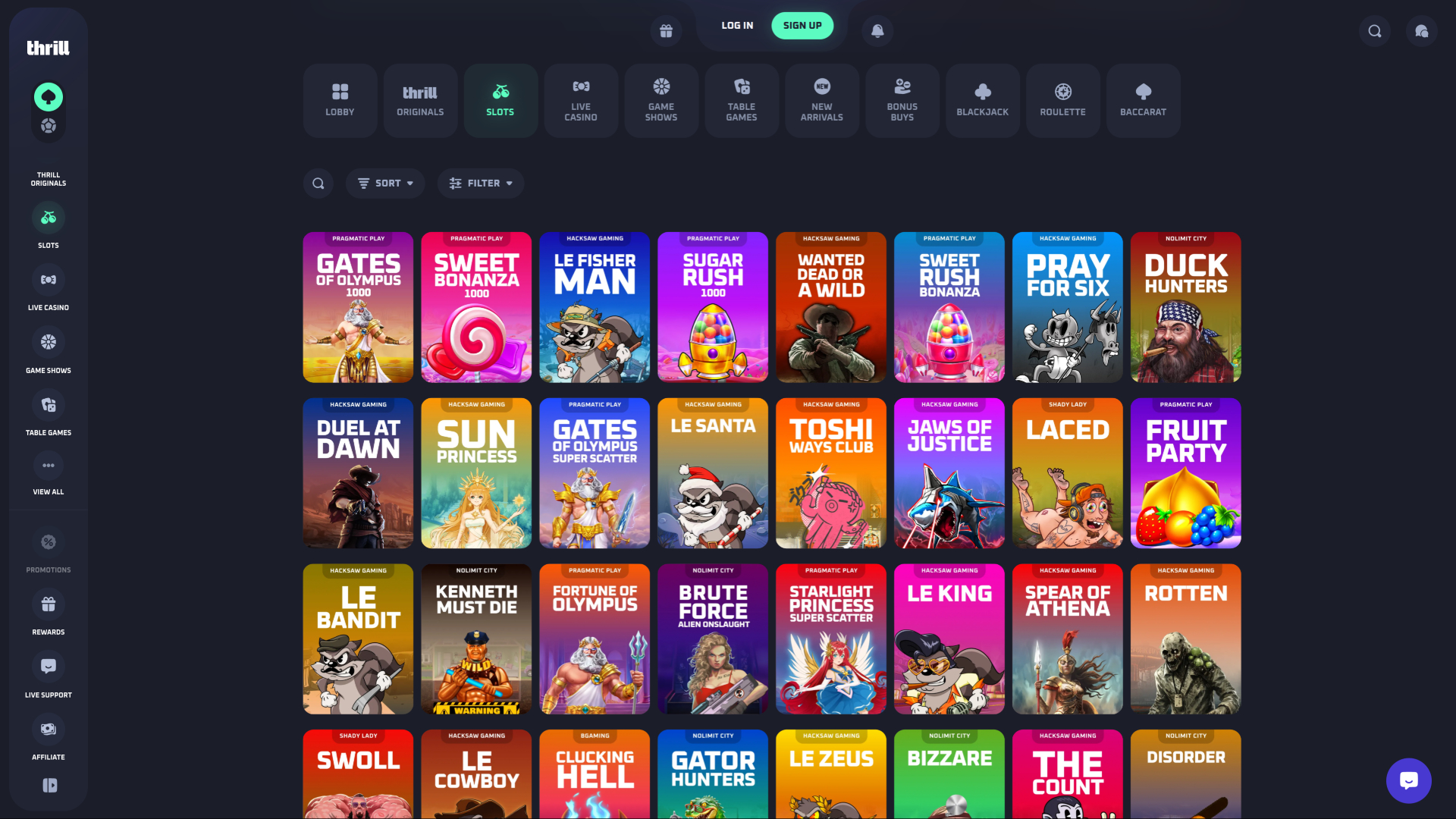 Thrill Casino Desktop Games