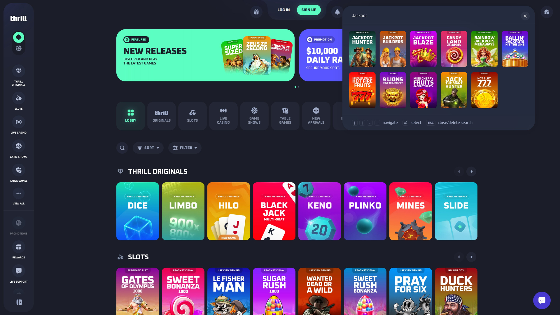 Thrill Casino Desktop Jackpot