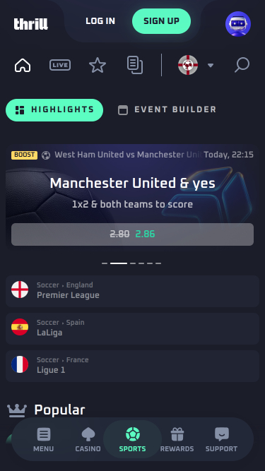 Thrill Casino Mobile Sports