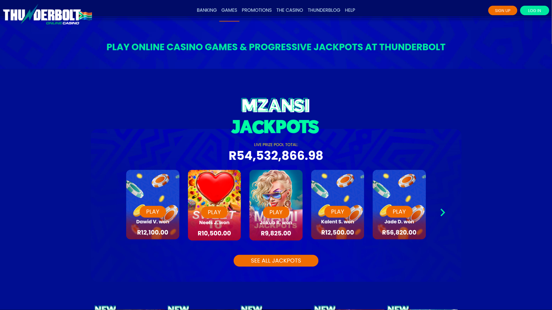 Thunderbolt Casino Desktop Jackpot