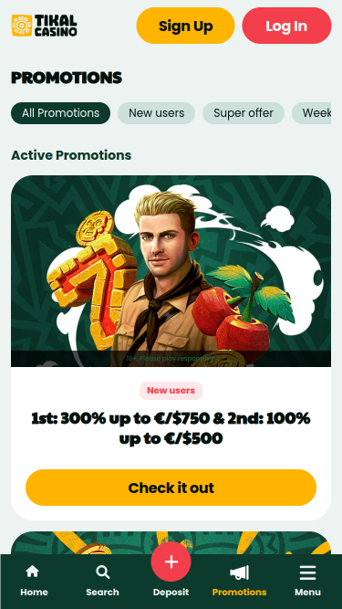 Tikal Casino Mobile Promotions