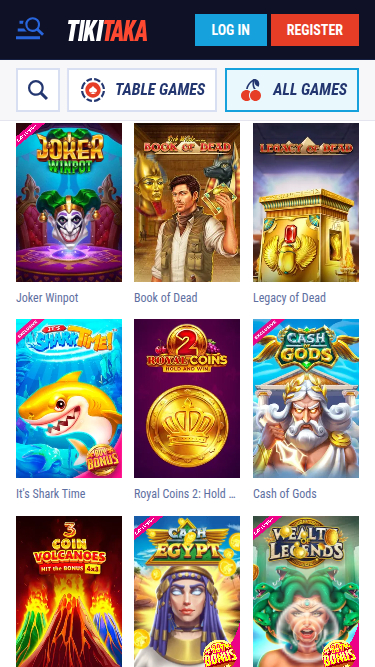 Tikitaka Casino Mobile Games