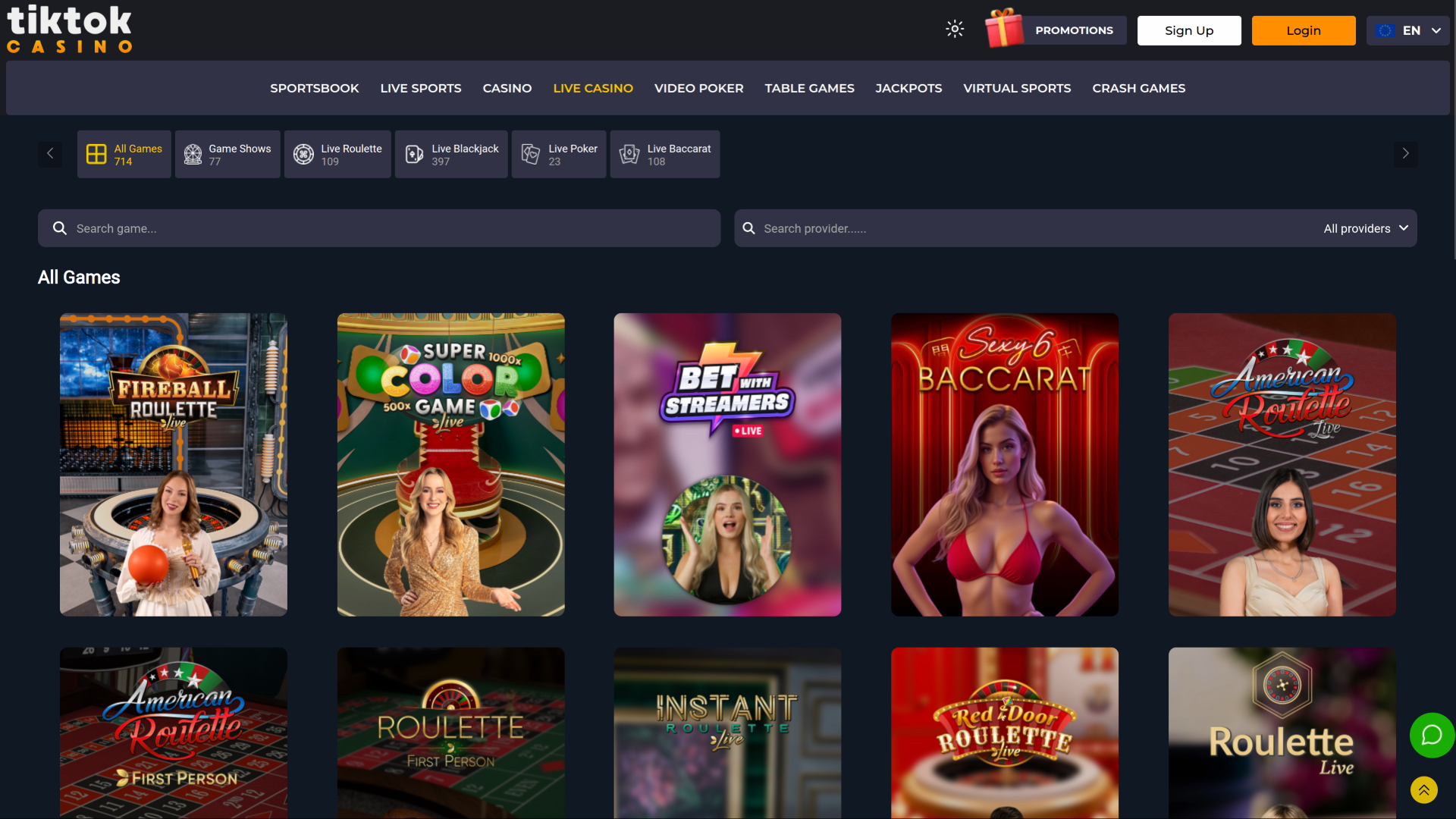 TikTok Casino Desktop Live Dealer
