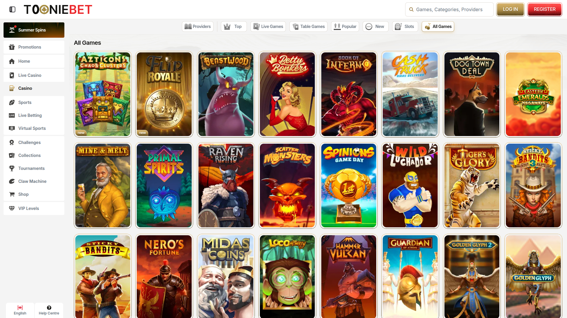 ToonieBet Casino Desktop Games