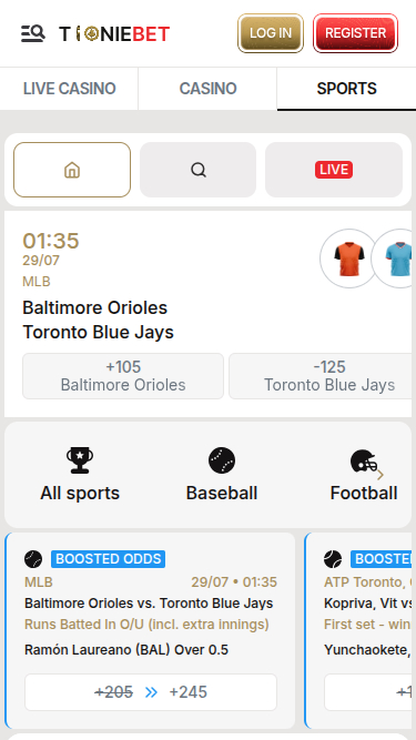 ToonieBet Casino Mobile Sports