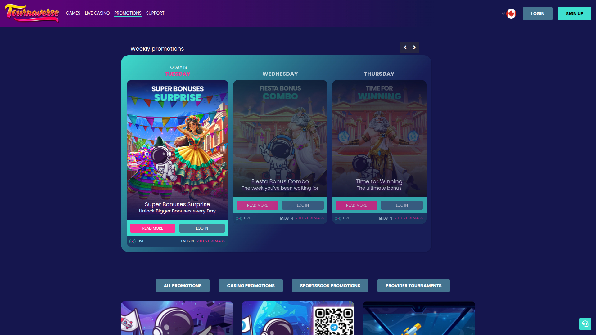 Tournaverse Casino Desktop Promotions