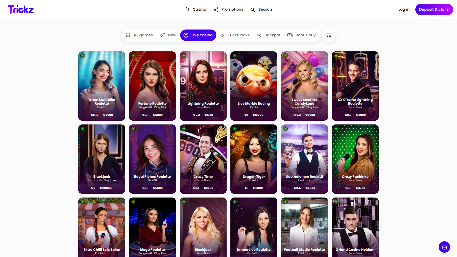 Trickz Casino Desktop Live Dealer