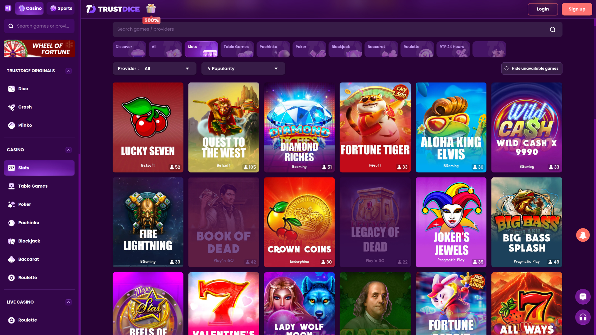TrustDice Casino Desktop Games