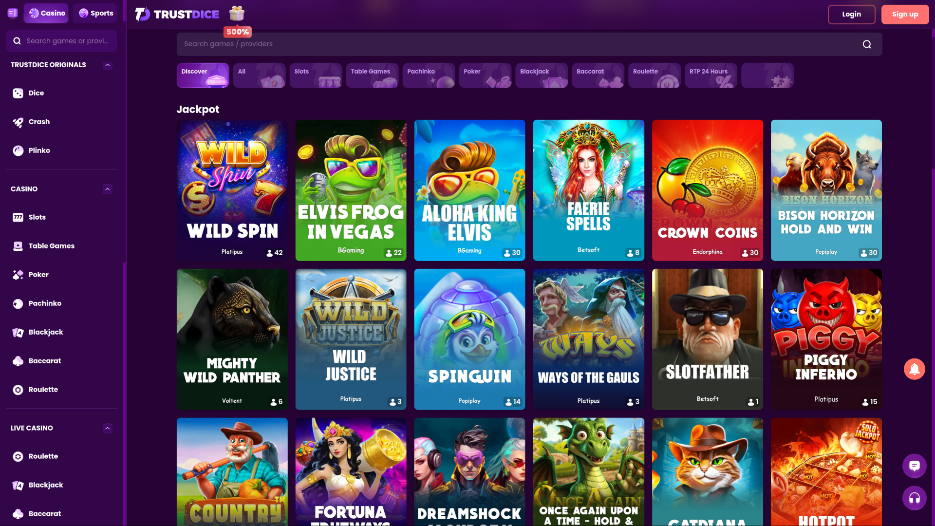 TrustDice Casino Desktop Jackpot