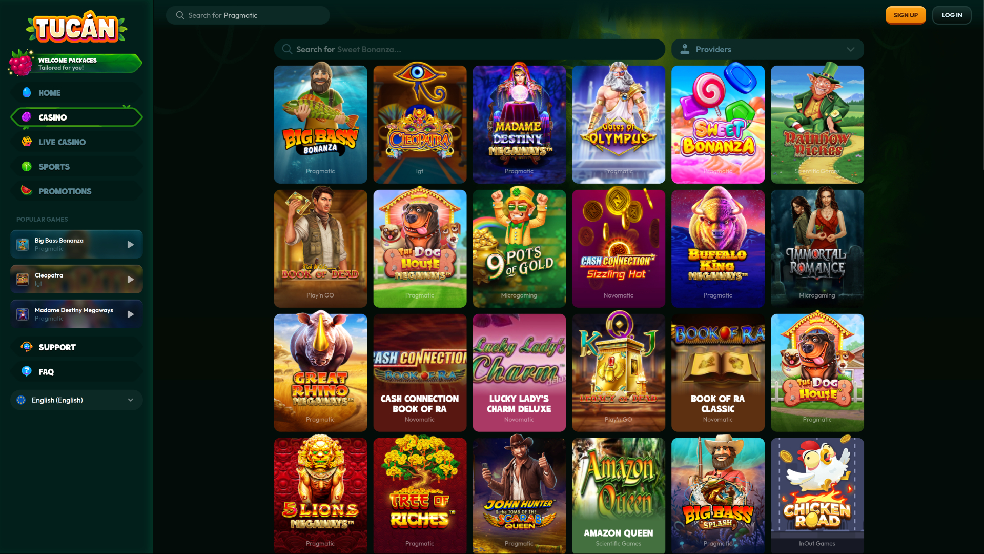 Tucan Casino Desktop Games