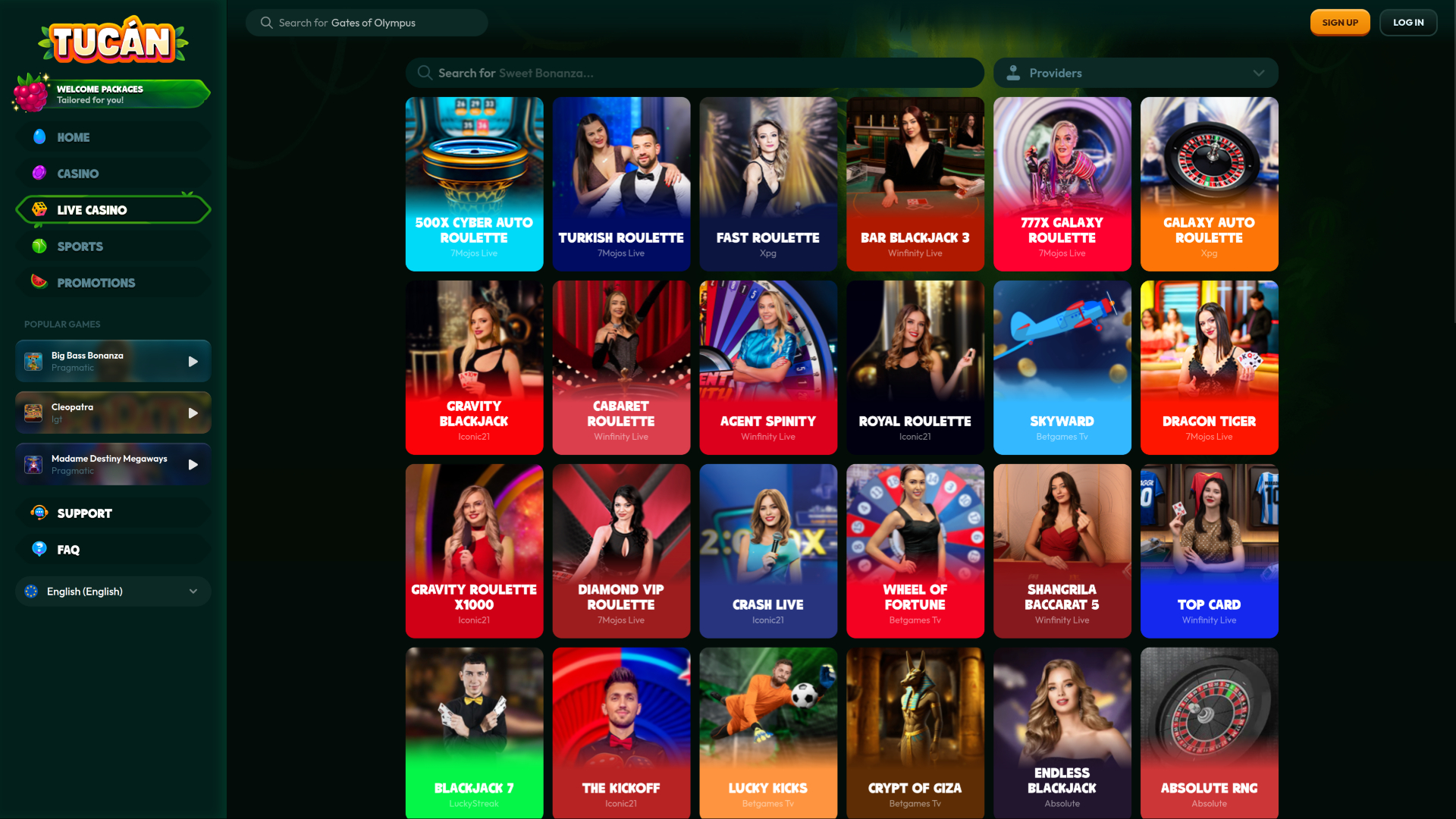Tucan Casino Desktop Live Dealer