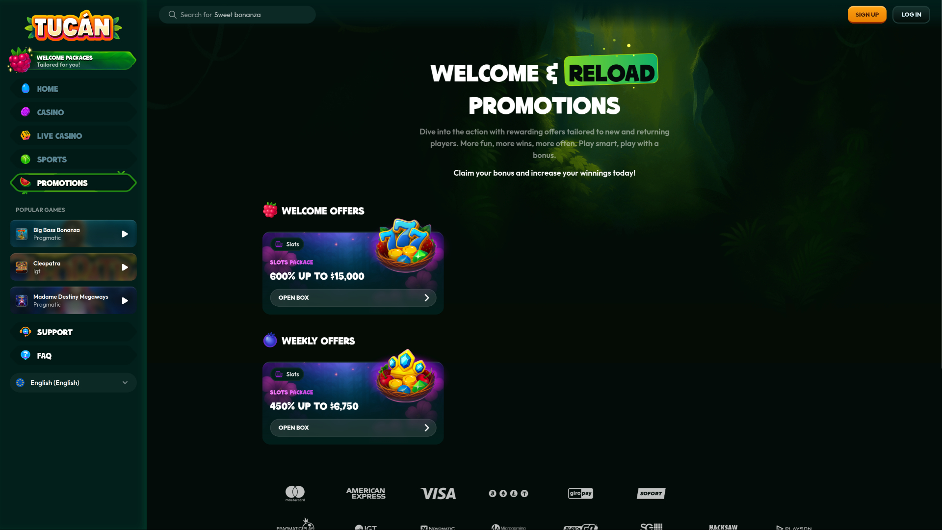 Tucan Casino Desktop Promotions