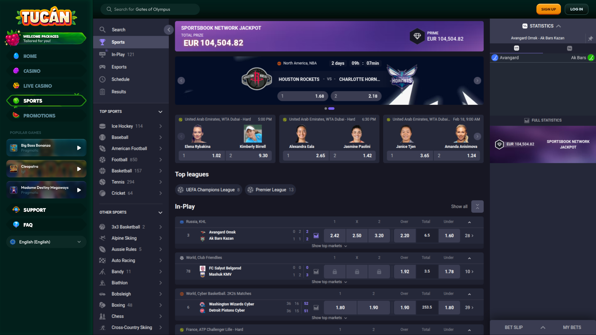Tucan Casino Desktop Sports