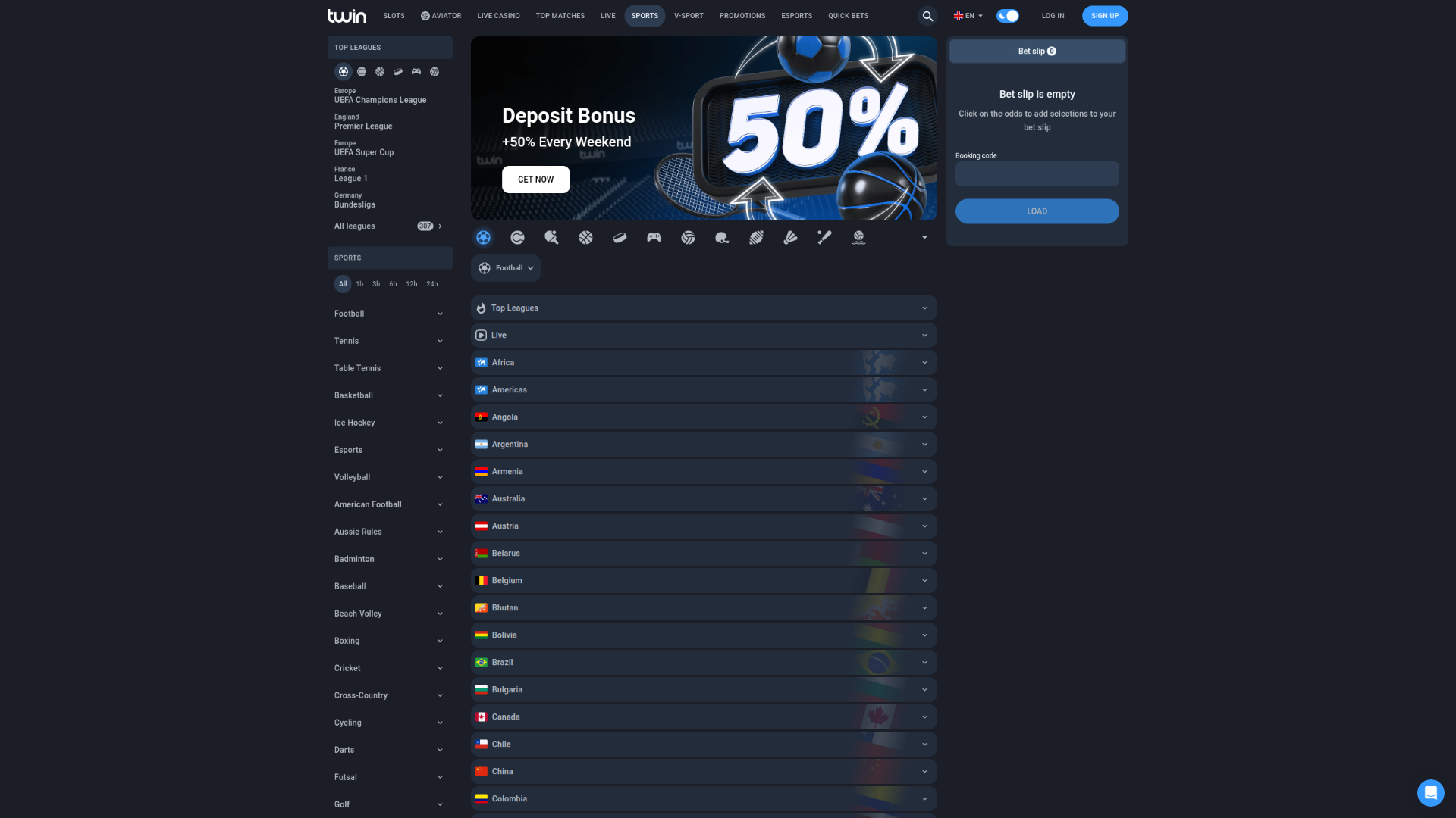Twin Casino Desktop Sports
