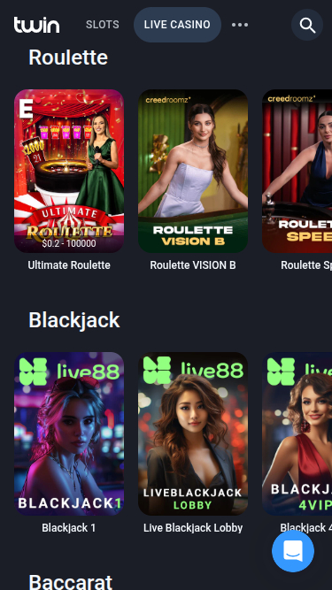 Twin Casino Mobile Live Dealer