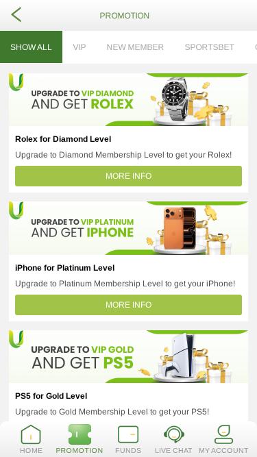 U88 Casino promotions mobile page