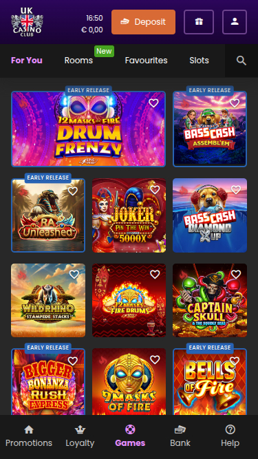 UK Casino Club Mobile Games