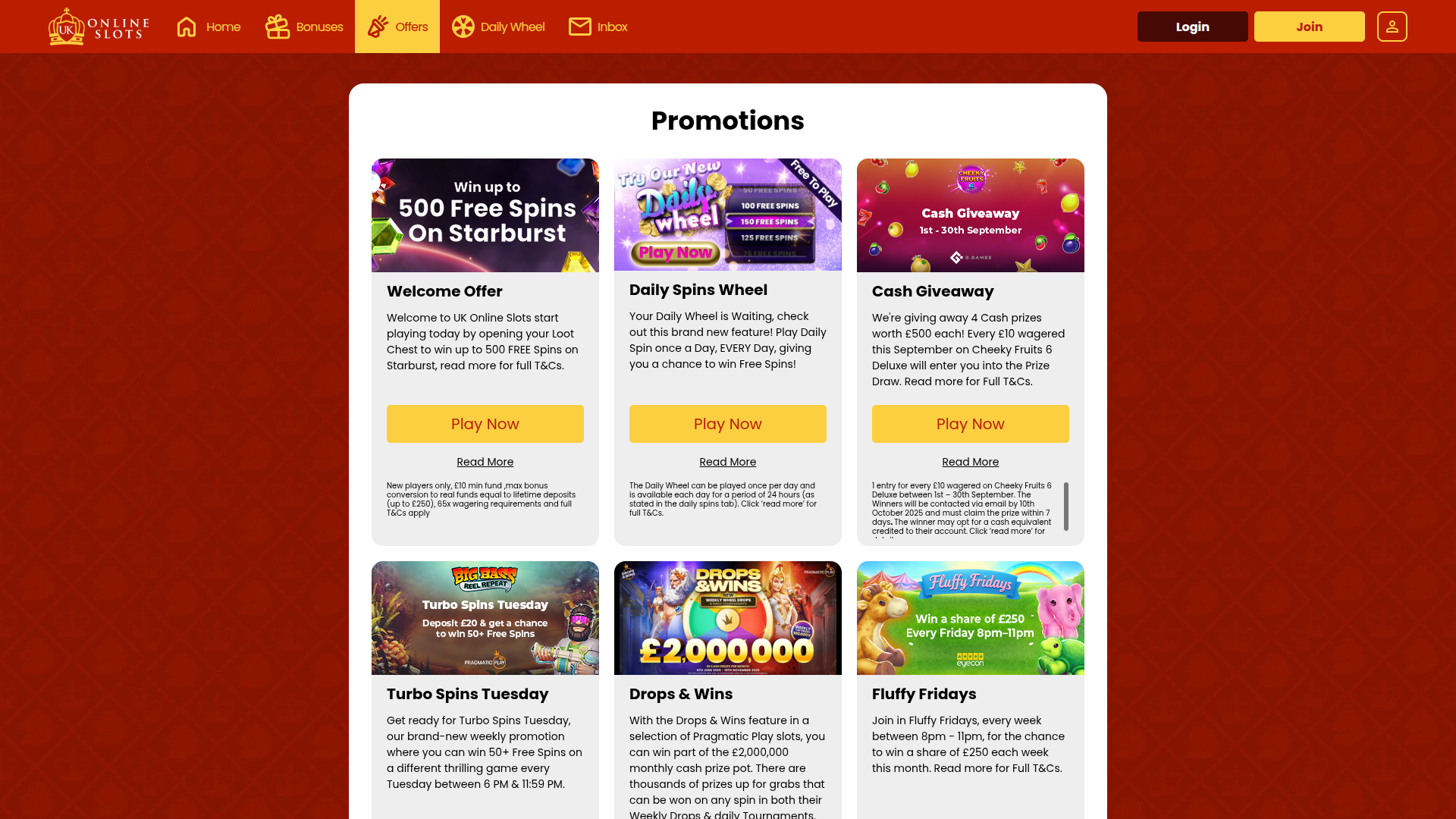 UK Online Slots Desktop Promotions