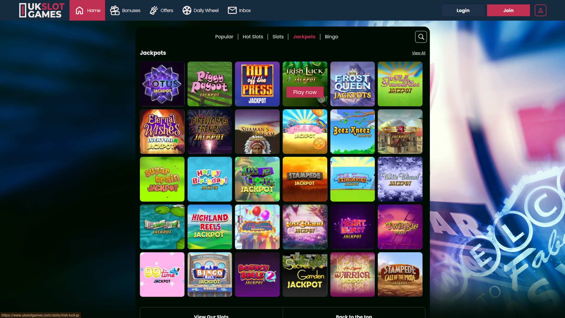 UK Slot Games Desktop Jackpot