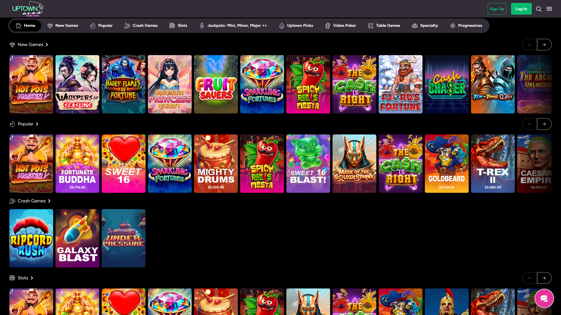 UpTown Aces Casino Desktop Games