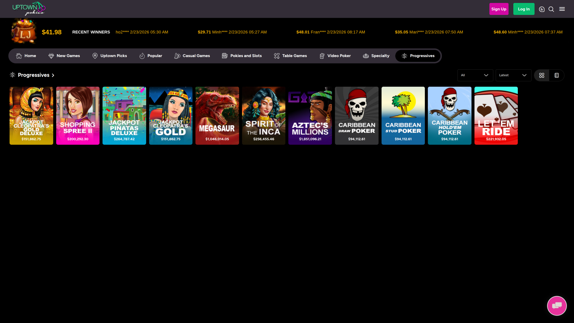 UpTown Pokies Casino Desktop Jackpot