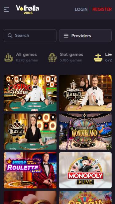 ValhallaWins Casino Mobile Live Dealer