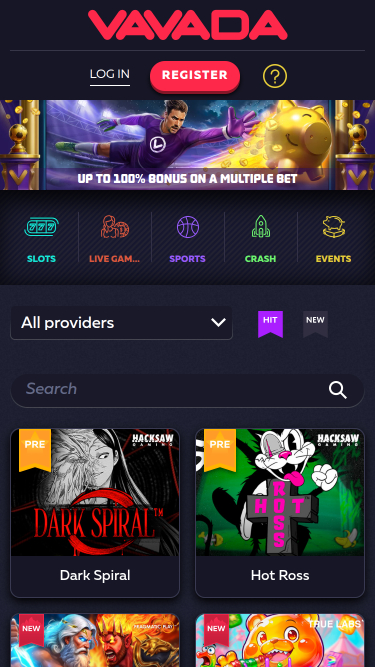 Vavada Casino Mobile Homepage