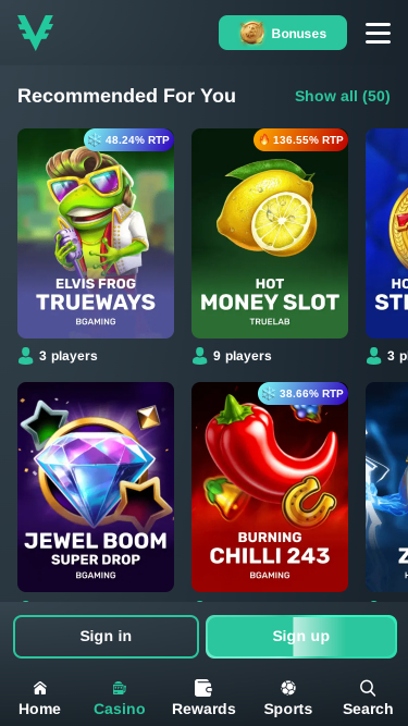 Vave Casino Mobile Games