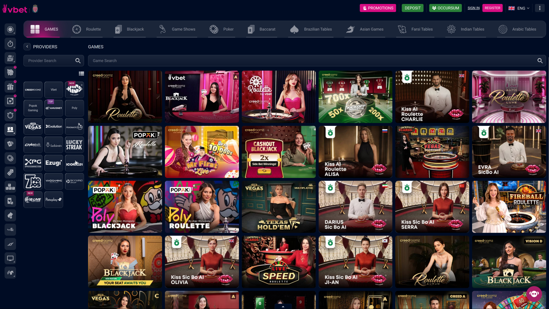 Vbet Casino Desktop Live Dealer