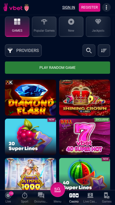 Vbet Casino Mobile Games