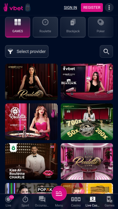 Vbet Casino Mobile Live Dealer
