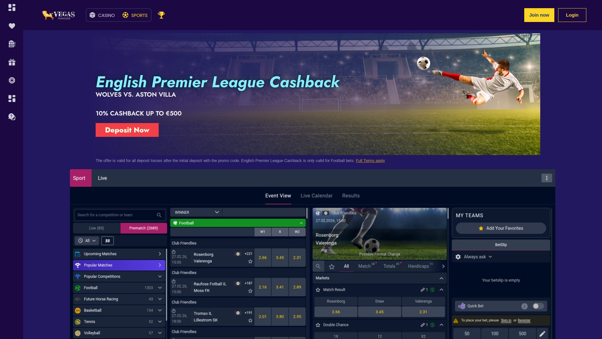 Vegas Paradise Casino Desktop Sports