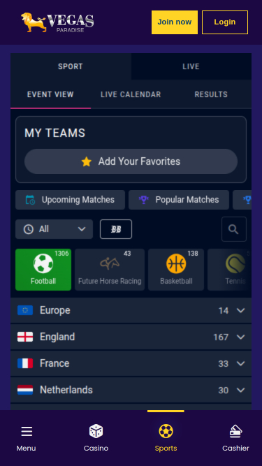 Vegas Paradise Casino Mobile Sports
