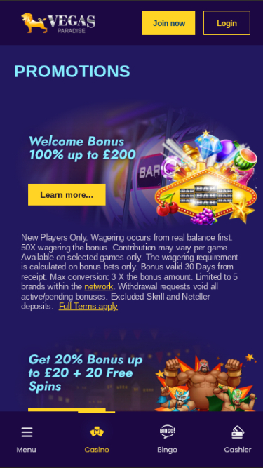 Vegas Paradise Casino Mobile Promotions