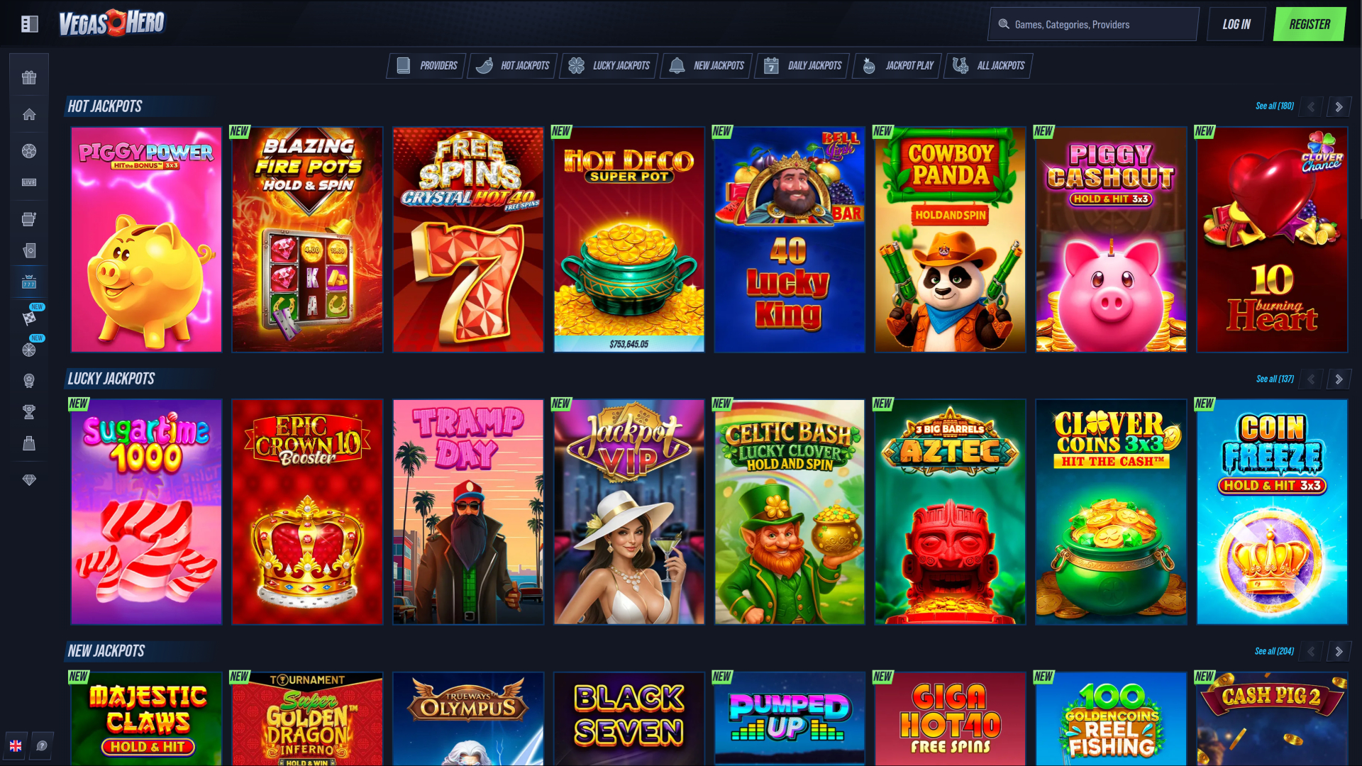VegasHero Casino Desktop Jackpot