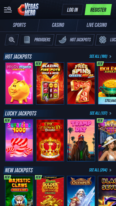 VegasHero Casino Mobile Jackpot
