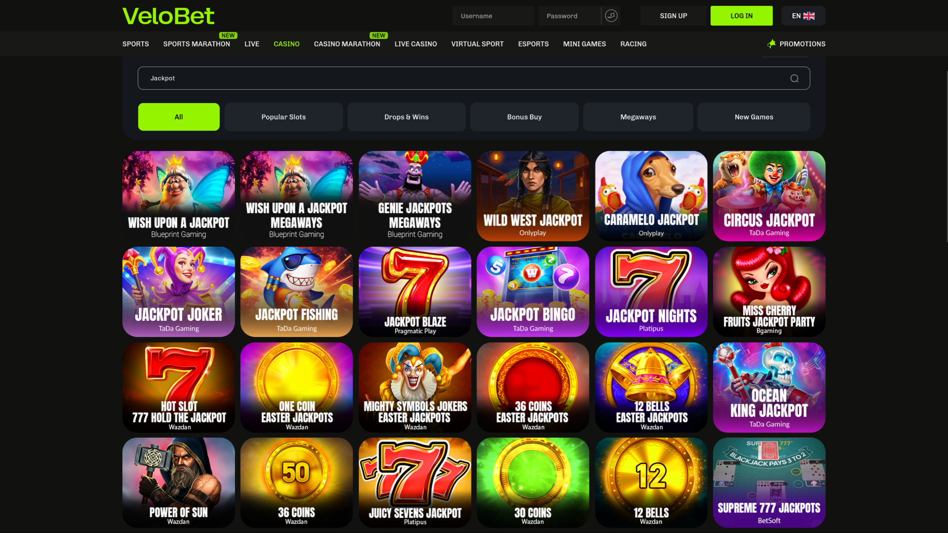  Velobet Desktop Jackpot